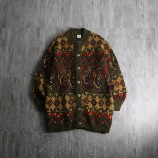 1980-90s mohair blend geometric knit cardigan
