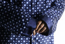 navy square motif pajama shirt