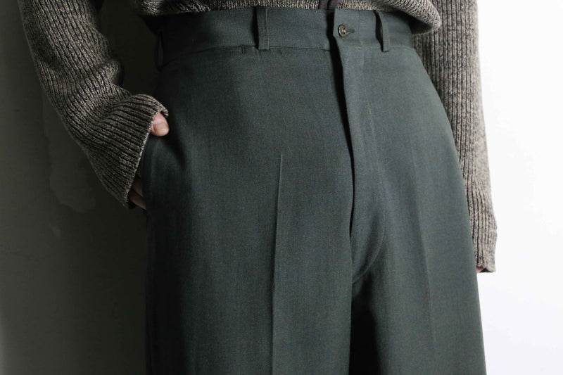 green color cavalry twill semi tapered slacks