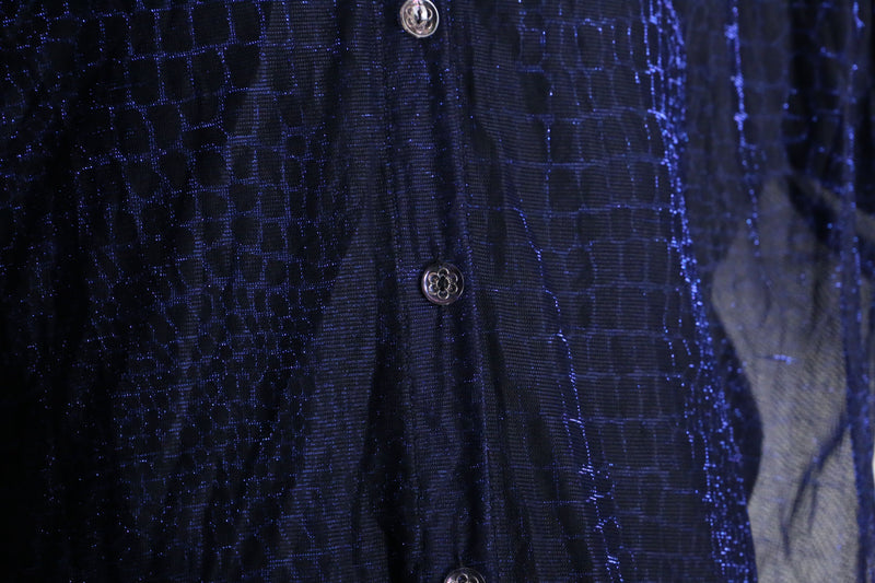 purple crocodile pattern L/S sheer shirt