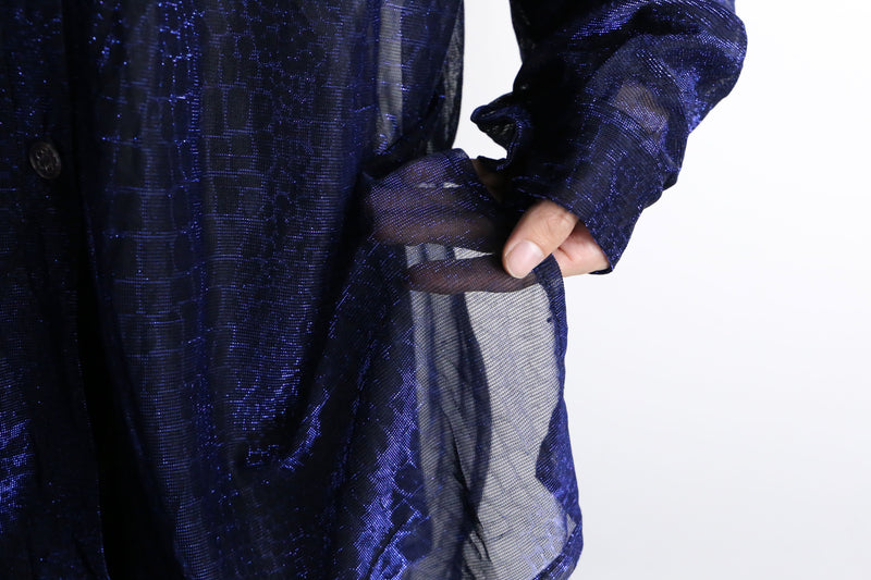 purple crocodile pattern L/S sheer shirt