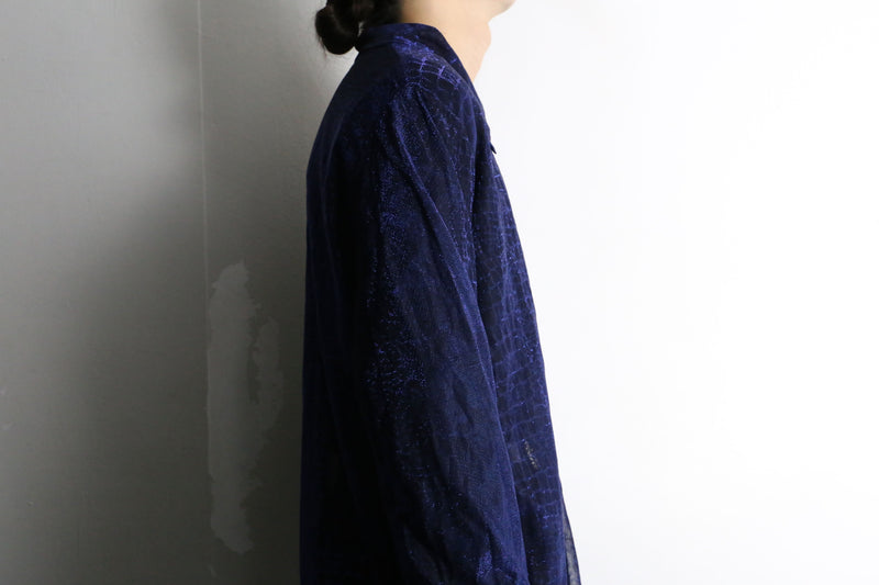 purple crocodile pattern L/S sheer shirt