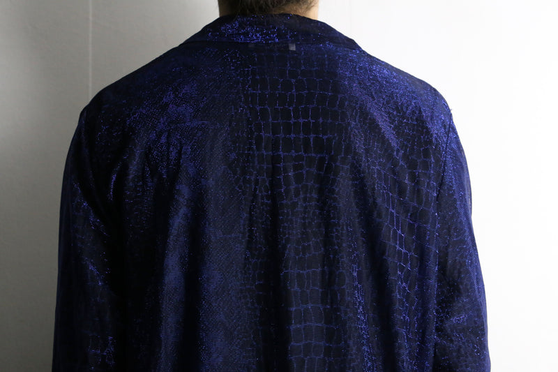 purple crocodile pattern L/S sheer shirt