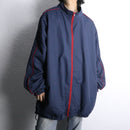 "KING SIZE" navy × red piping oversized track jacket