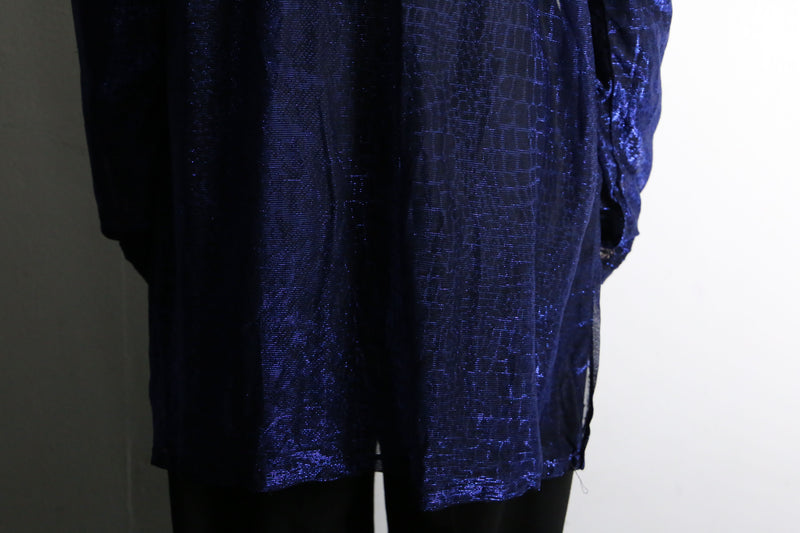 purple crocodile pattern L/S sheer shirt