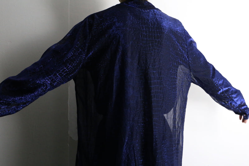 purple crocodile pattern L/S sheer shirt