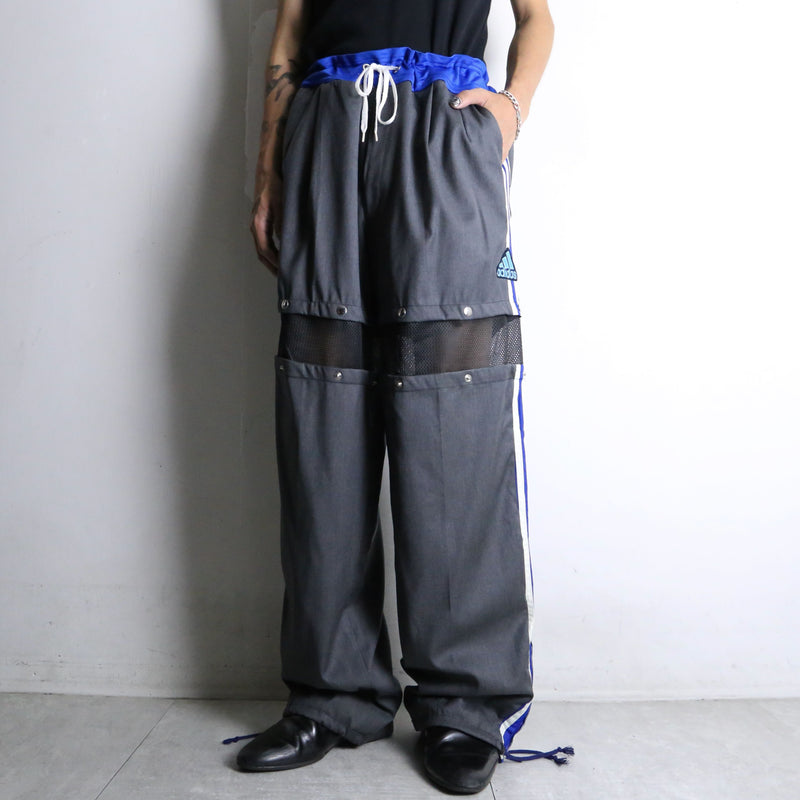 "Re:make" track × slacks layered mesh pants