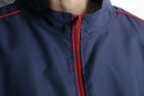 "KING SIZE" navy × red piping oversized track jacket