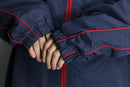 "KING SIZE" navy × red piping oversized track jacket