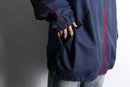 "KING SIZE" navy × red piping oversized track jacket