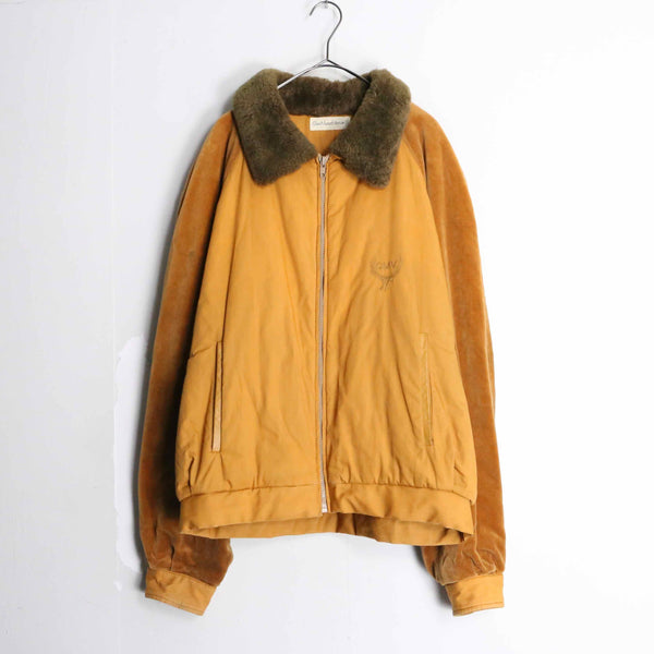 mustard yellow velours switch design boa blouson