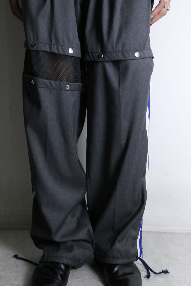 "Re:make" track × slacks layered mesh pants