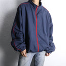 "KING SIZE" navy × red piping oversized track jacket