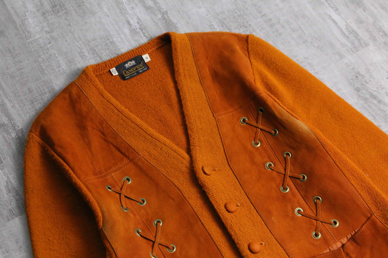 late 1970- early 80s CAMPUS suede switch cardigan