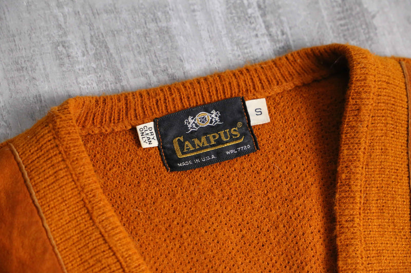 late 1970- early 80s CAMPUS suede switch cardigan