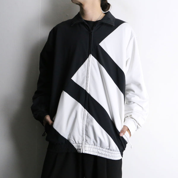 "adidas" black × white zip up design nylon  jacket