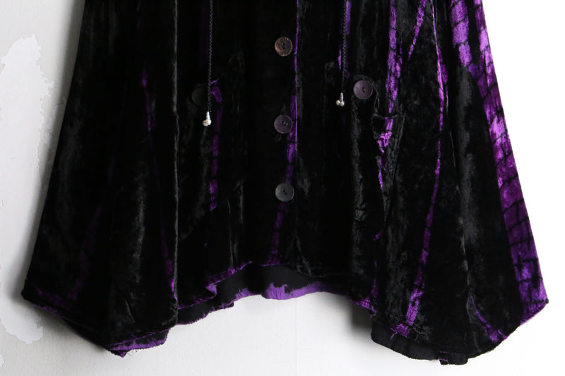 black deep purple gradation velours hoodie