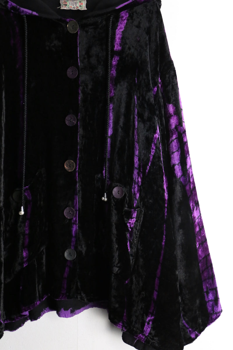 black deep purple gradation velours hoodie