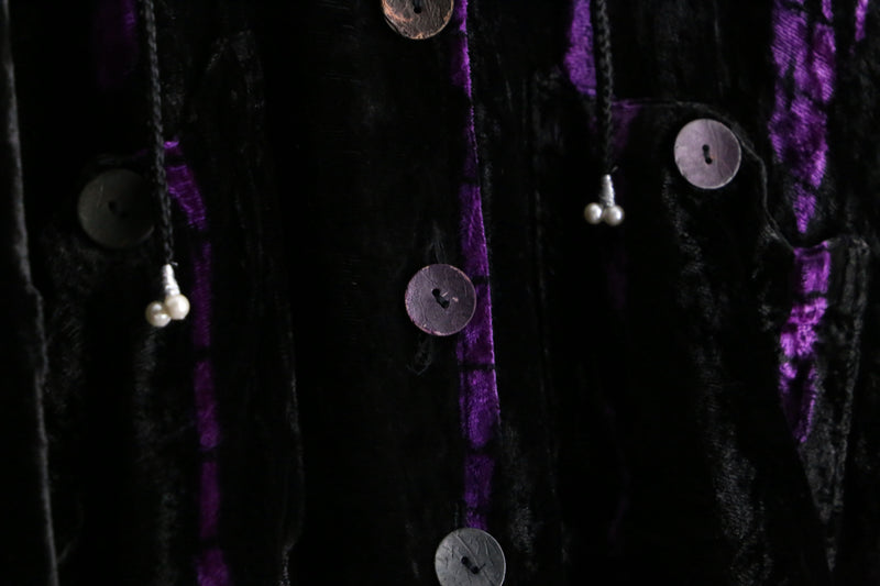 black deep purple gradation velours hoodie