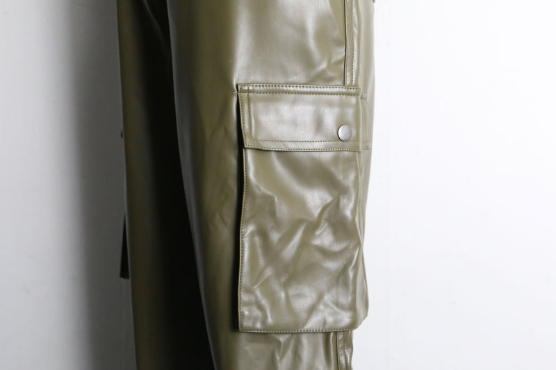 khaki wide straight cargo pants