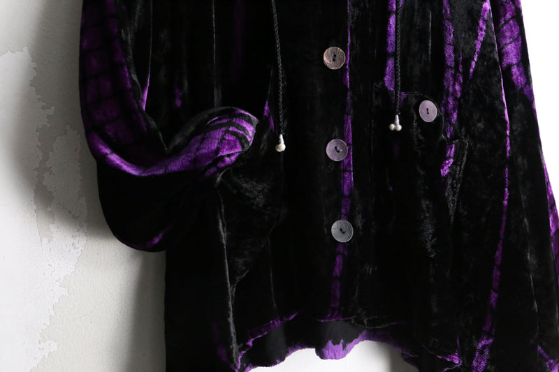 black deep purple gradation velours hoodie