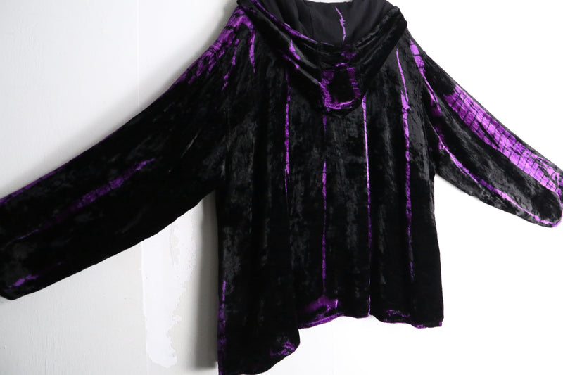 black deep purple gradation velours hoodie