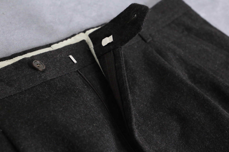 dark brown wool straight silhouette slacks