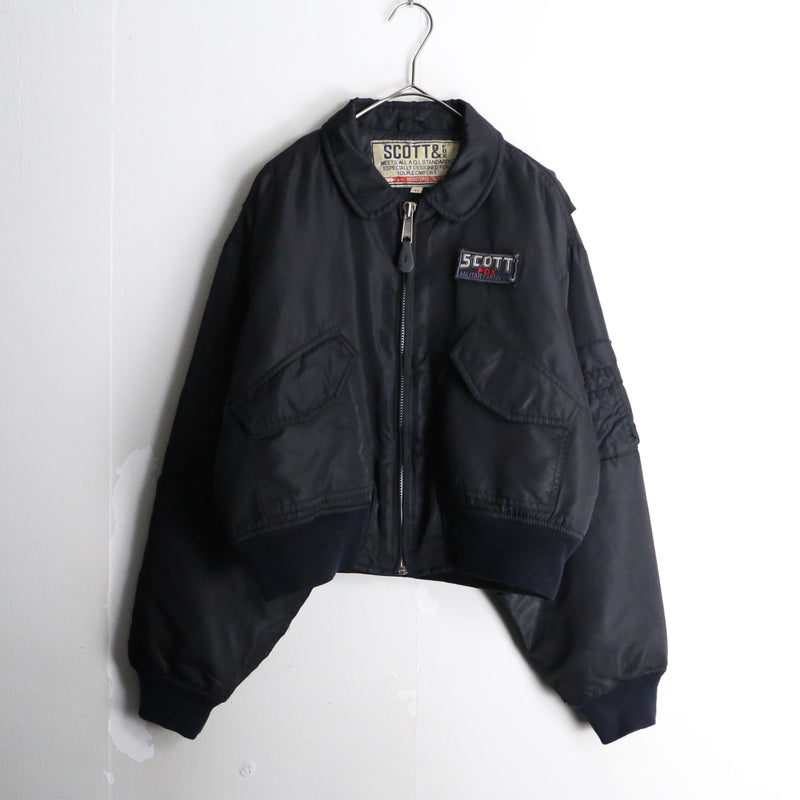 black color short length flight jacket