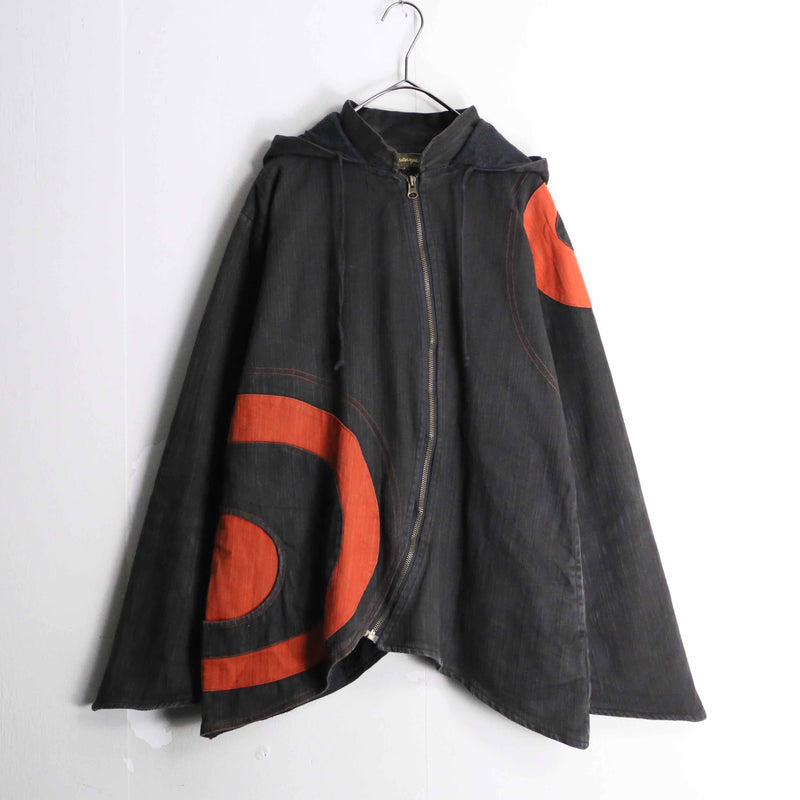black fade color circle stripe design zip up hoodie