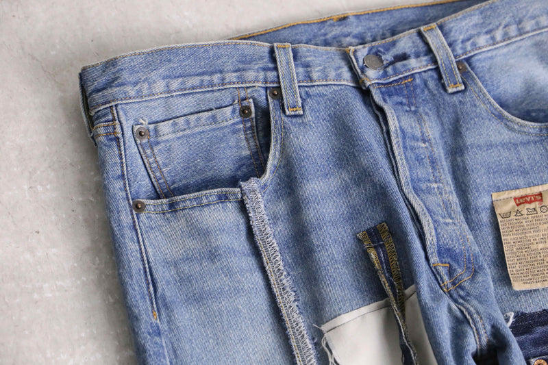 remake "再構築"patchwork design straight denim