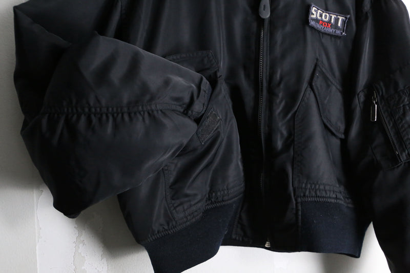 black color short length flight jacket