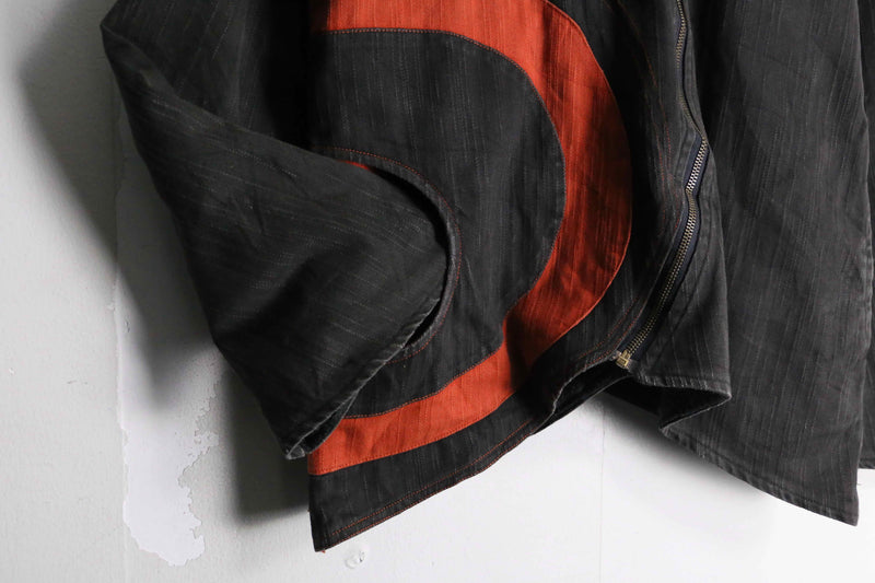 black fade color circle stripe design zip up hoodie
