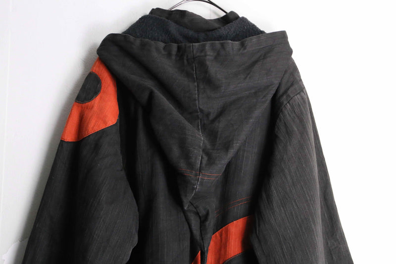 black fade color circle stripe design zip up hoodie
