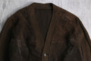 suede switching brown knit cardigan