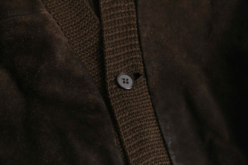 suede switching brown knit cardigan
