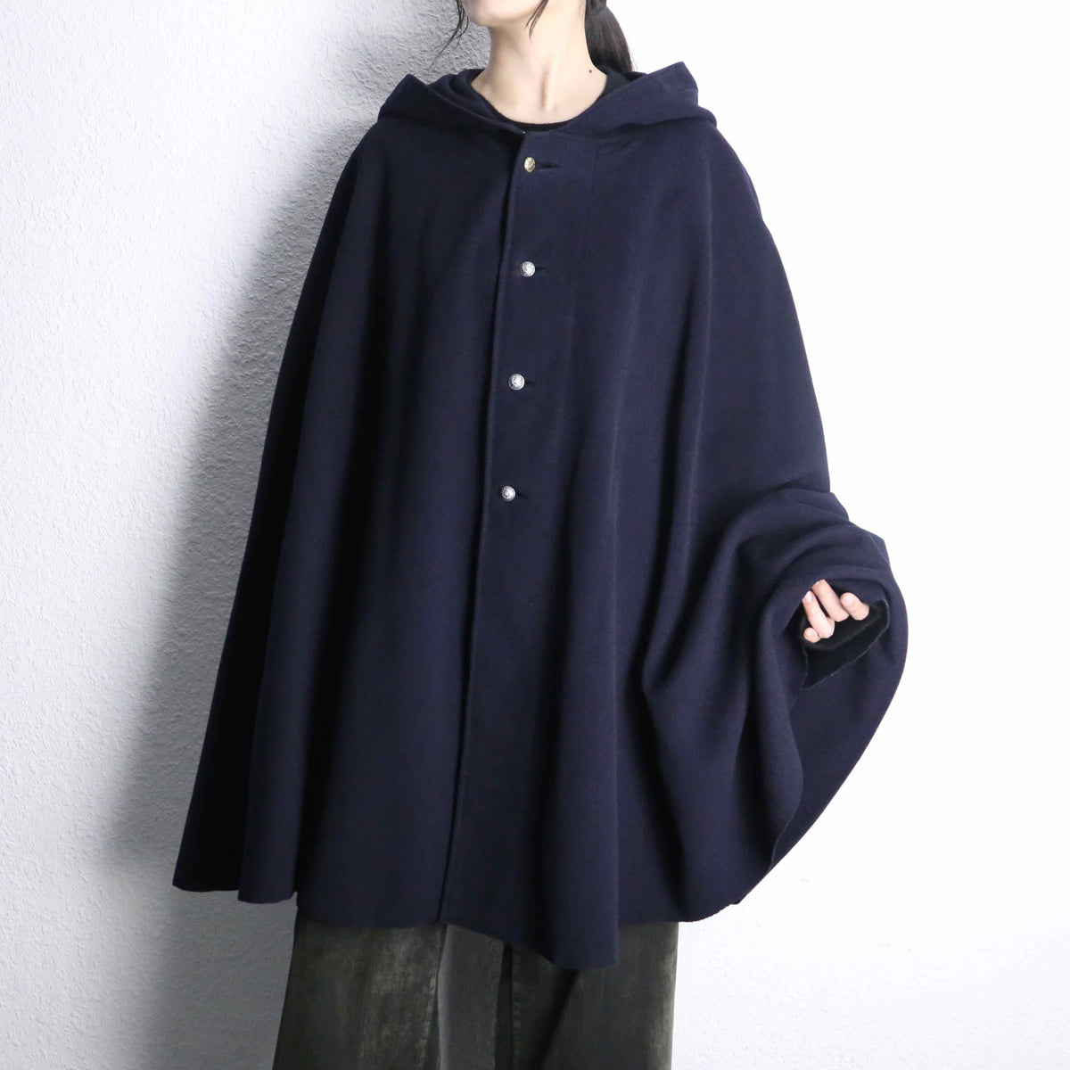 navy color hood poncho