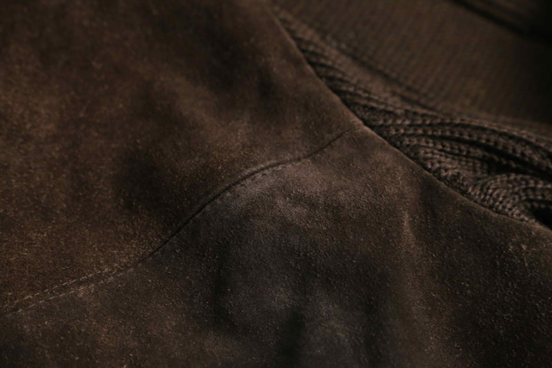 suede switching brown knit cardigan