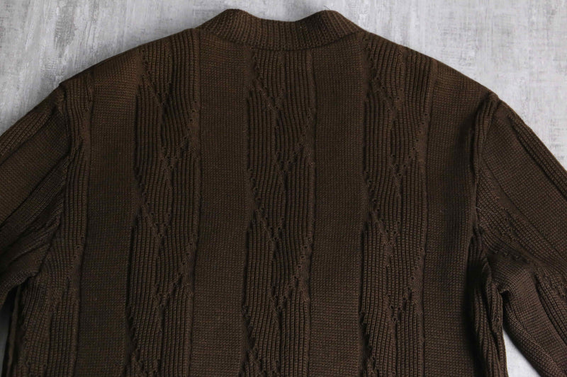 suede switching brown knit cardigan