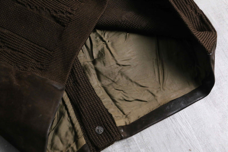 suede switching brown knit cardigan