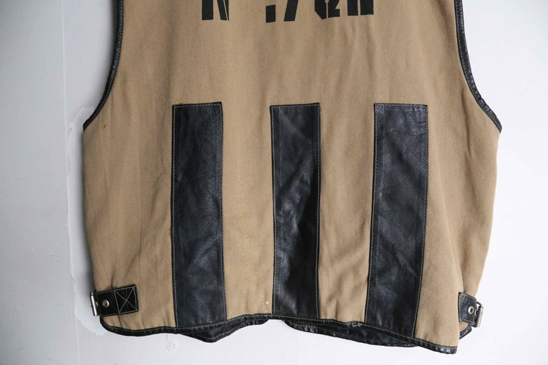 leather switching design vest