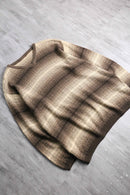 brown base horizontal stripe V-neck knit