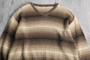 brown base horizontal stripe V-neck knit