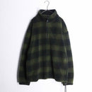"GAP" dark green check half zip fleece