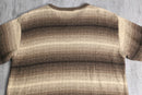 brown base horizontal stripe V-neck knit