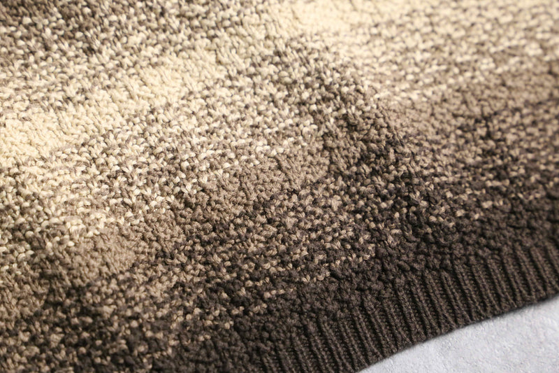 brown base horizontal stripe V-neck knit