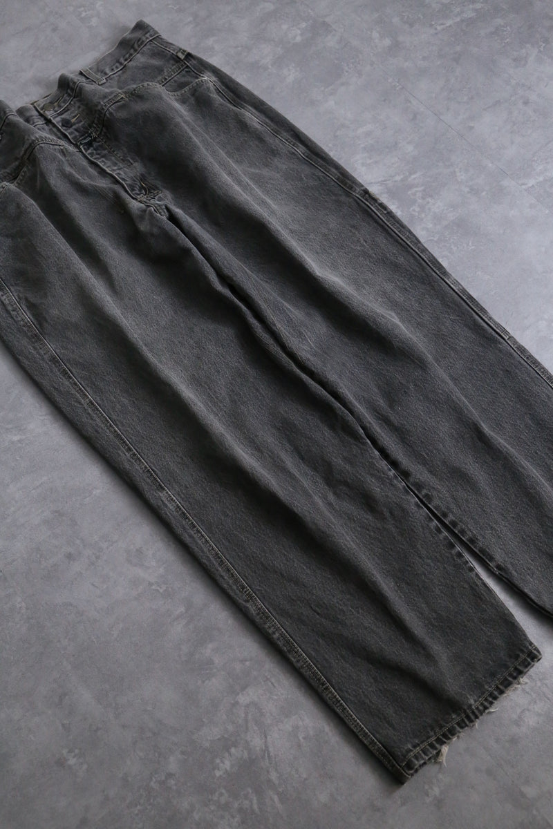 1990s Marithe Francois Girbaud faded black buggy denim pant