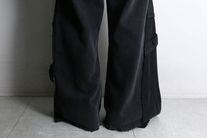 "Re:make" black belt loop design flare denim pants