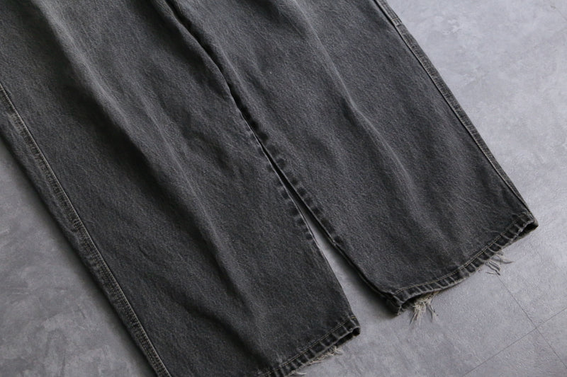 1990s Marithe Francois Girbaud faded black buggy denim pant