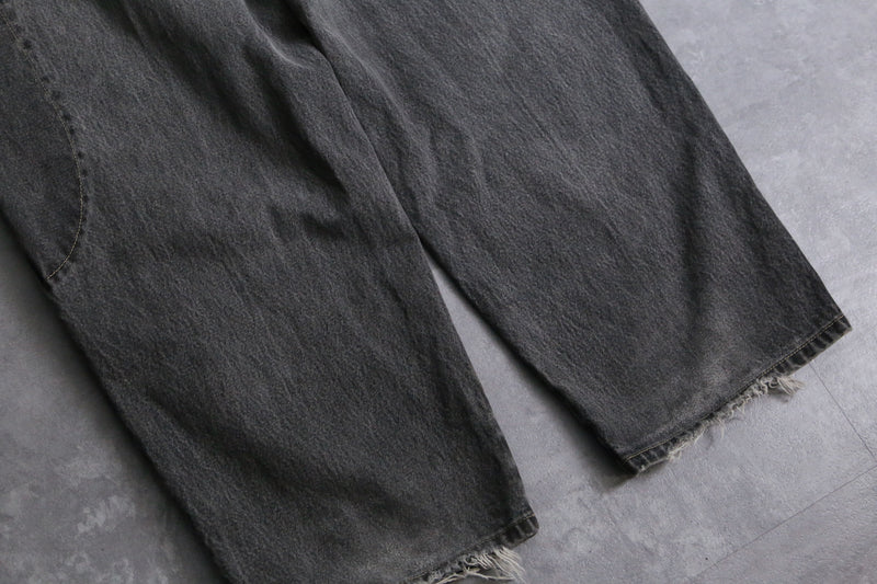 1990s Marithe Francois Girbaud faded black buggy denim pant