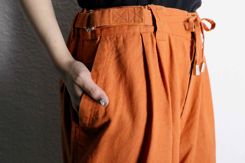 orange linen cargo short pants